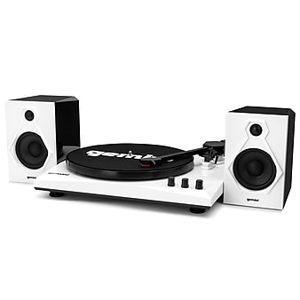 Gemini Belt-Drive Turntable System with Bluetooth & Dual Stereo Speakers, 3-Speed, White (TT-900BW)