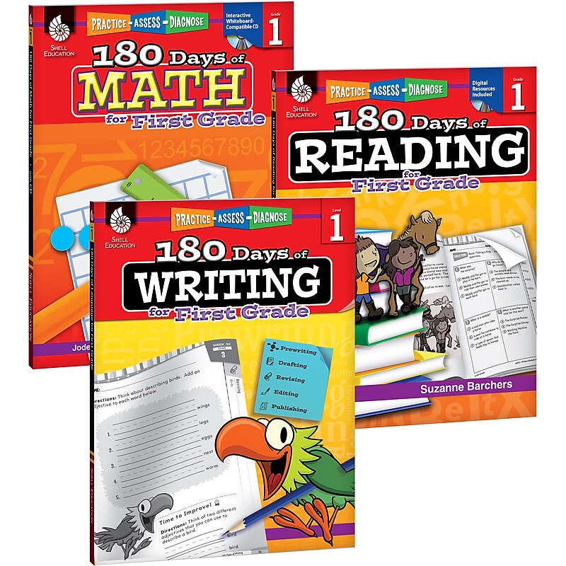 Teacher Created Materials 180 Days of Reading, Writing, and Math for First, Grade 3-Book Set (24590) image 1