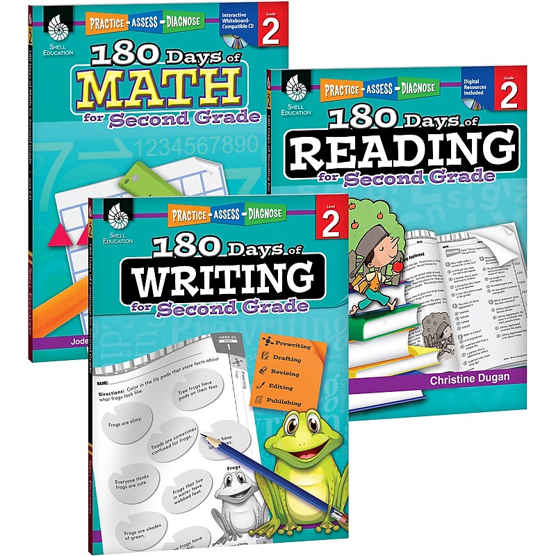 Teacher Created Materials 180 Days of Reading, Writing and Math for Second, Grade 3-Book Set (24591) image 1
