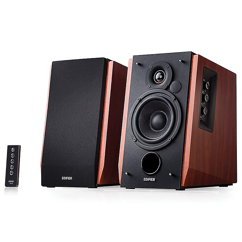 Edifier R1700BT 66-Watt-RMS Amplified Bluetooth Bookshelf Speaker System, Brown (4001352) image 1