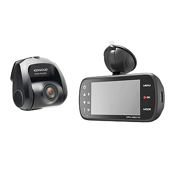 KENWOOD Dual-Camera Wide-Quad HD Drive Recorder with 3-In. LCD, Wi-Fi & GPS, Black (DRV-A601WDP)