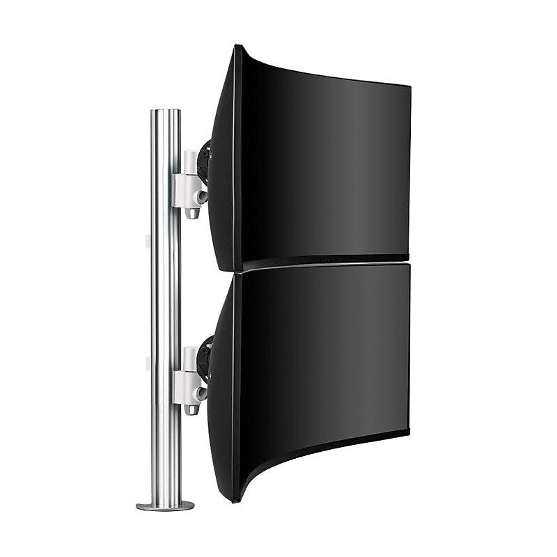 Atdec Adjustable Dual Stack Heavy Monitor Desk Mount for Flat/Curved Monitors up to 49", Silver (AWMS-2-LTH75-H-S) image 1