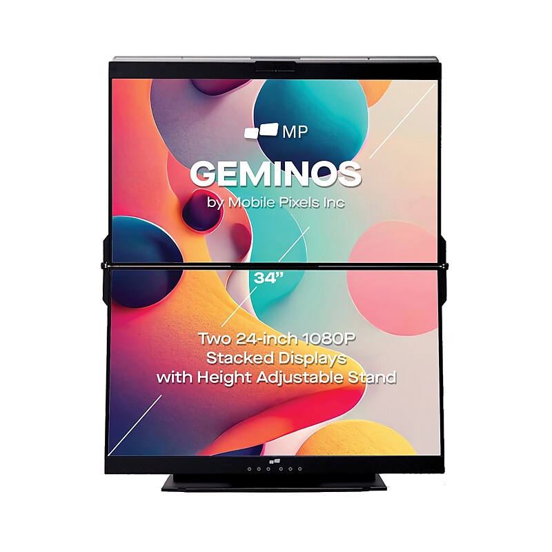 Mobile Pixels Inc. Geminos 24" Dual-Screen Desktop Monitor, Black (116-1001P01) image 1