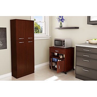 South Shore Axess 3-Shelf Particle Board Mobile Kitchen Cart, Royal Cherry (10015)