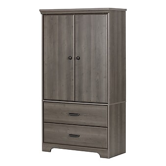 South Shore Versa 2-Door Armoire with Drawers, Gray Maple (10604)