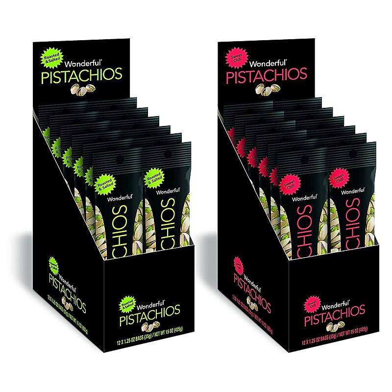 Wonderful Pistachios In-Shell Variety Pack, 1.25 Oz, 24/Pack (600-00725) image 1