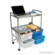 Mind Reader 2SHROLL-ASST Metal Binding Double Shelf Trolley with 4 Drawers, Multi