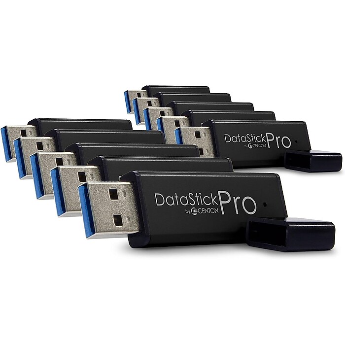 Centon Datastick Pro 128GB USB 3.2 Type A Flash Drive, Black, 10