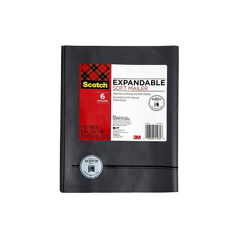Scotch Flexible Poly Mailer, 10 in x 12.9 in, 6 pack (8994R-6) image 1