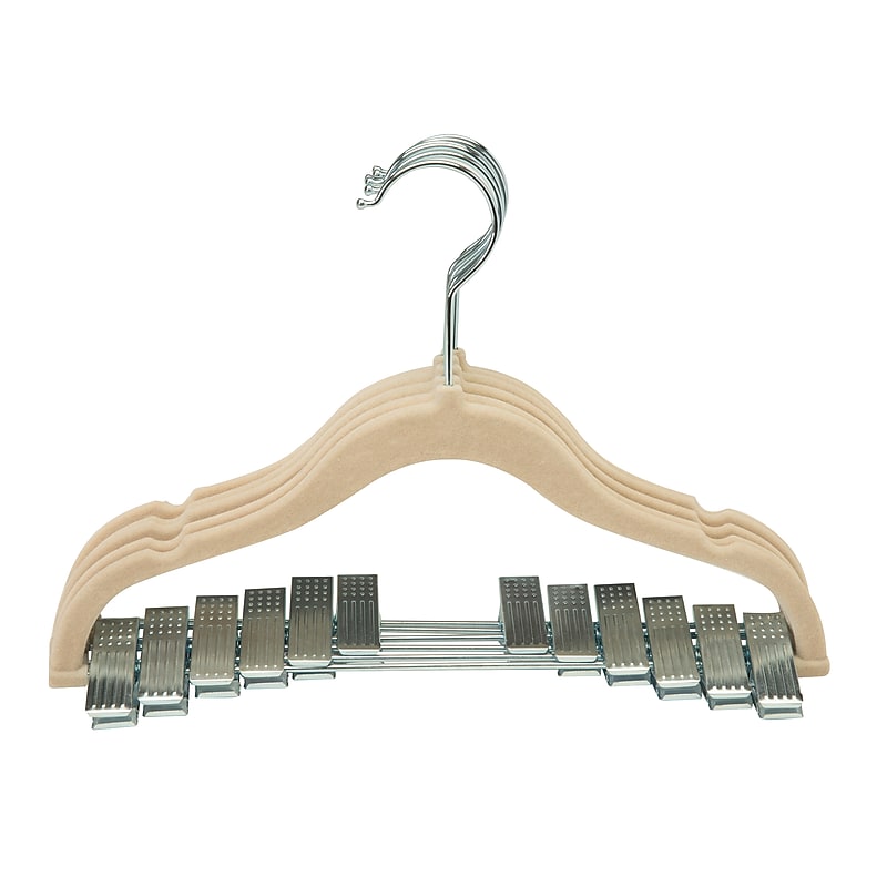 Simplify Children's Velvet Hangers, Ivory, 6 Pack (3227-IVORY) image 1