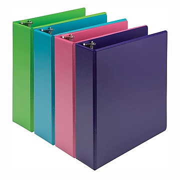 Samsill Earth's Choice Plant-Based Durable 3" 3 Ring View Binder 4 pack, Assorted Tropical Colors