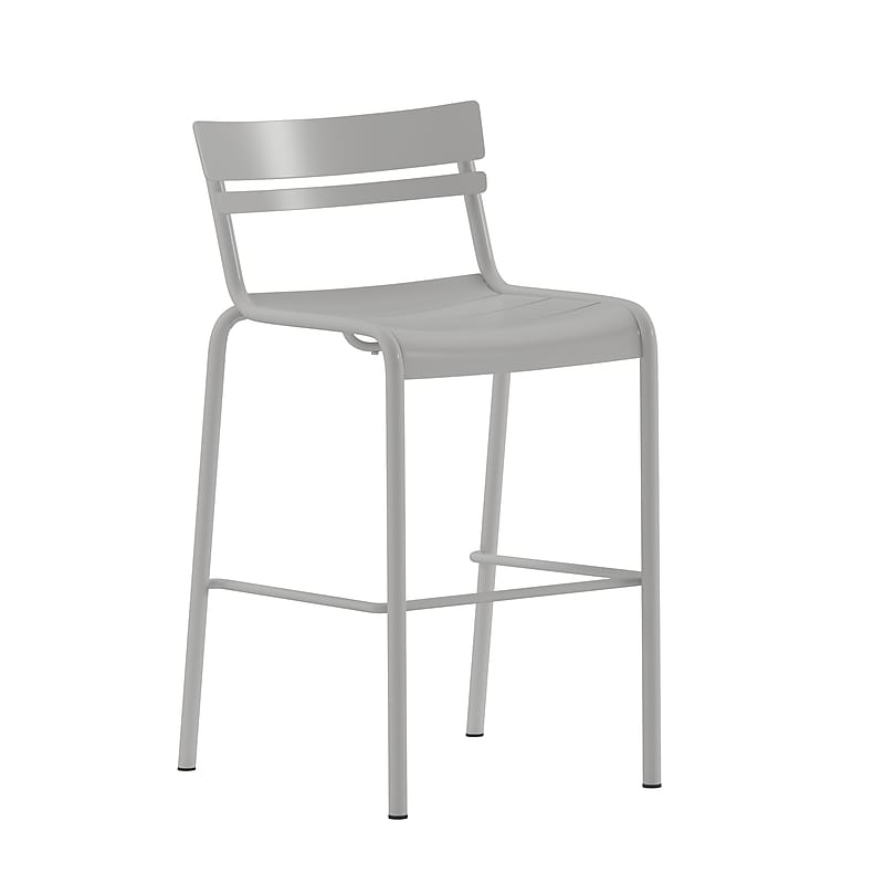 Flash Furniture Nash Modern Steel Slat-Back Barstool, Silver (XUCH10318BSIL) image 1