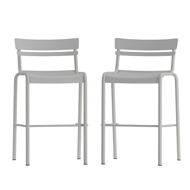 Flash Furniture Nash Modern Steel Slat-Back Barstool, Silver, 2 Pieces/Pack (2XUCH10318BSL) image 1