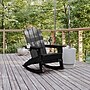 Flash Furniture Halifax Adirondack Rocking Chair with Cup Holder, Black (LEHMP104531BK)~#|#~sp205559473_sc7