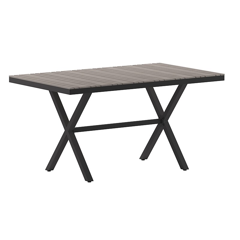 Flash Furniture Finch Commercial Grade X-Frame Outdoor Dining Table, Gray (SBTB288GRY) image 1