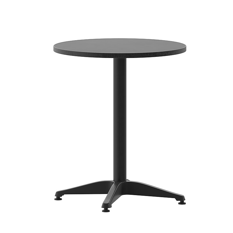 Flash Furniture Mellie Round Metal Indoor-Outdoor Table with Base, 23.5" Diameter (TLH0521BK) image 1