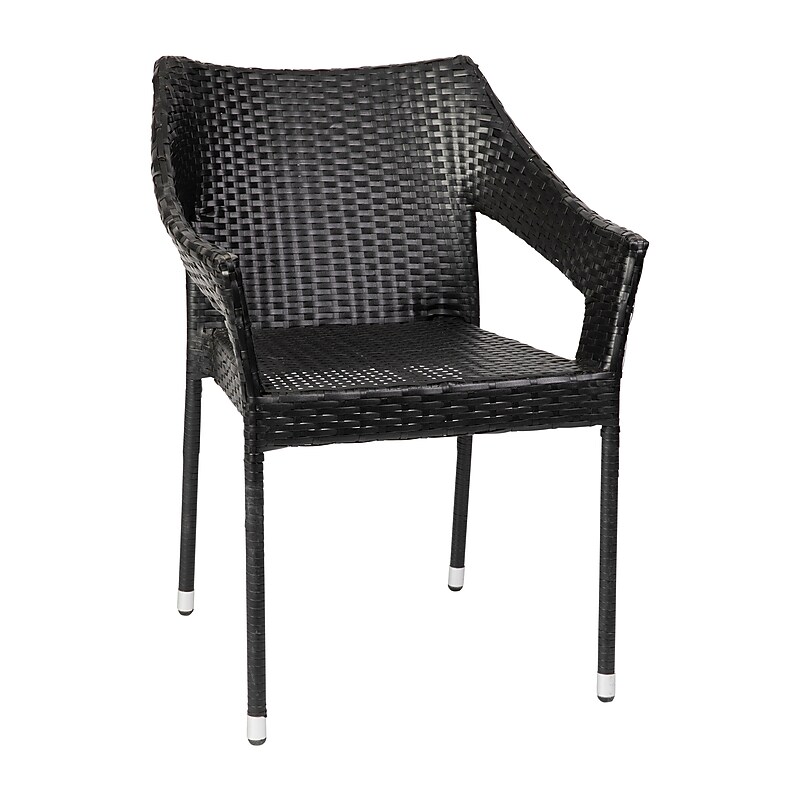 Flash Furniture Ethan Commercial Grade Stacking Patio Chairs, Black, 2/Pack (2TTTT02BK) image 1