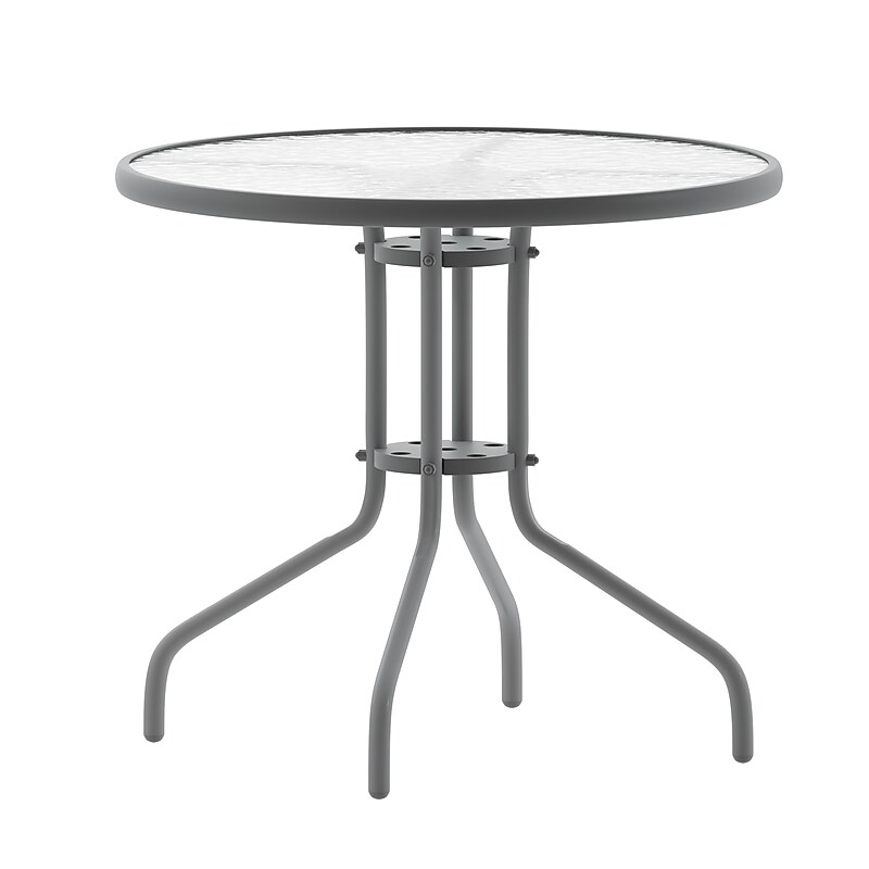 Flash Furniture Bellamy Tempered Glass and Metal Table, 31.5" Round (TLH0702SV) image 1