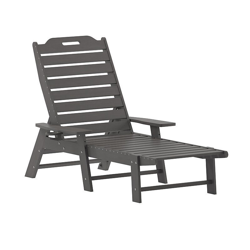Flash Furniture Monterey Adjustable Adirondack Lounger with Cup Holder, Gray (LEHMP2017414GY) image 1