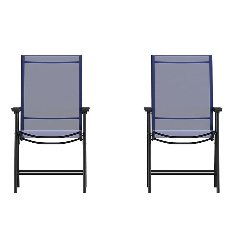 Flash Furniture Paladin Outdoor Folding Patio Sling Chair, Navy, 2/Pack (2TLHSC044NV) image 1