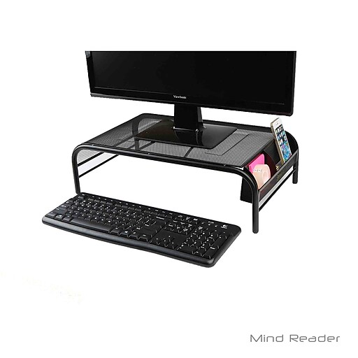 Mind Reader Monmesh-Blk Monitor Stand and Desk Organizer Black Metal Mesh