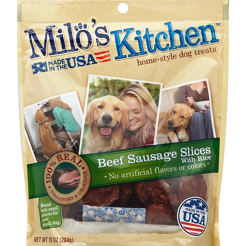 Milo's Kitchen Beef Sausage Slices with Rice Dog Treats, 10 oz., 5/Carton (SMU52775CS) image 1