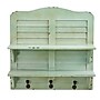Nearly Natural 2-Shelf 20" Vintage Window Shutter Shelving with Hooks Wall Decor, Green (7034)~#|#~sp20585007_sc7