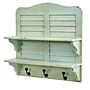 Nearly Natural 2-Shelf 20" Vintage Window Shutter Shelving with Hooks Wall Decor, Green (7034)~#|#~sp20585008_sc7