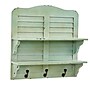 Nearly Natural 2-Shelf 20" Vintage Window Shutter Shelving with Hooks Wall Decor, Green (7034)~#|#~sp20585014_sc7