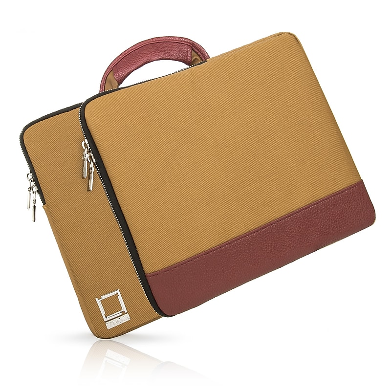 Lencca Laptop Sleeve Briefcase fits 13.3 Inch Laptop, Tan Brown (PT_LENLEA503_13) image 1