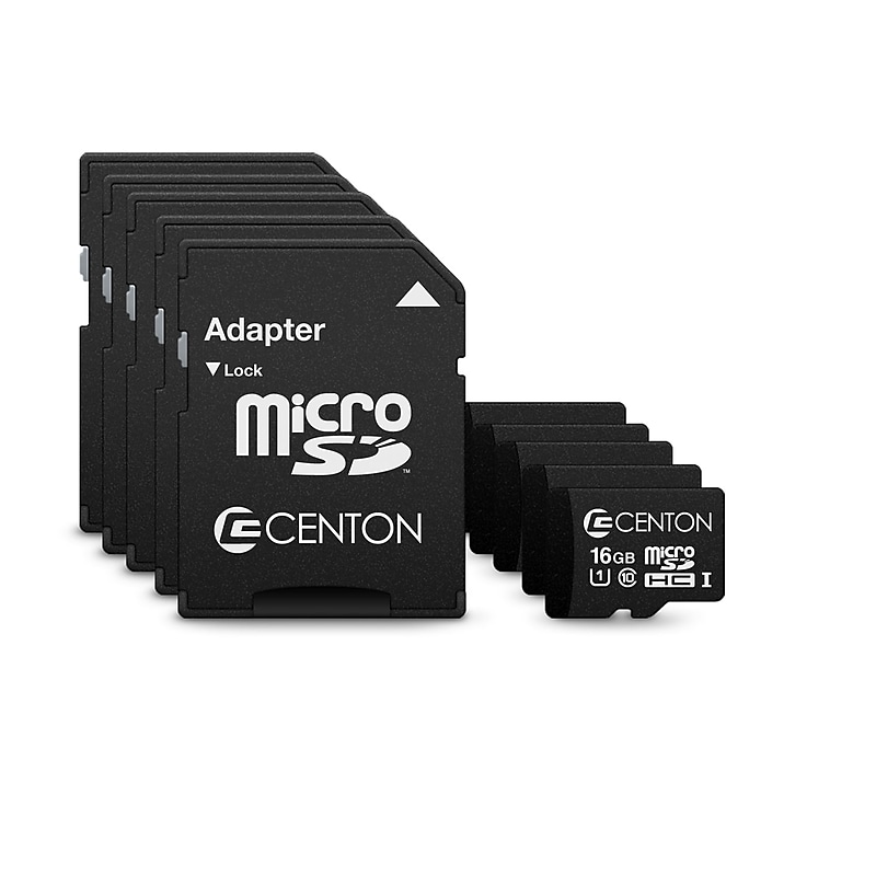 Centon Micro 16GB SDHC Memory Card, UHS1, 5/Pack (S1-MSDHU1-16G5B) image 1