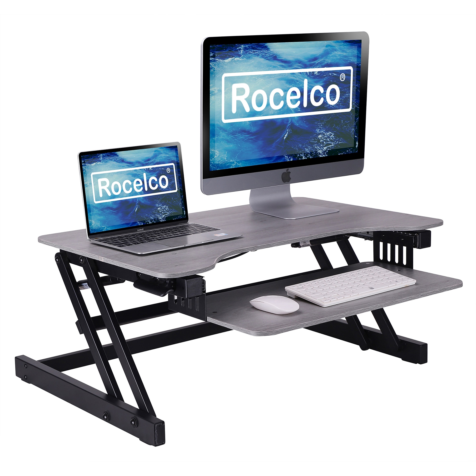 Rocelco 32″W Manual Adjustable Standing Desk Converter, Gray (R ADRG) Sansujyuku sansujyuku.com