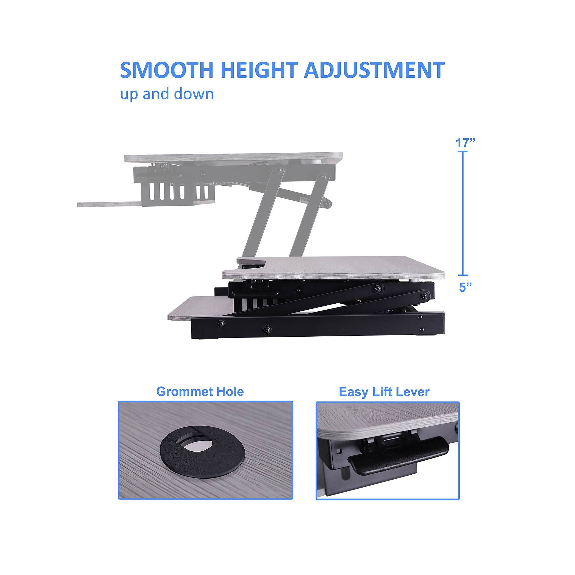 Rocelco 37.5″W Adjustable Standing Desk Converter, Gray (R DADRG) Sansujyuku sansujyuku.com