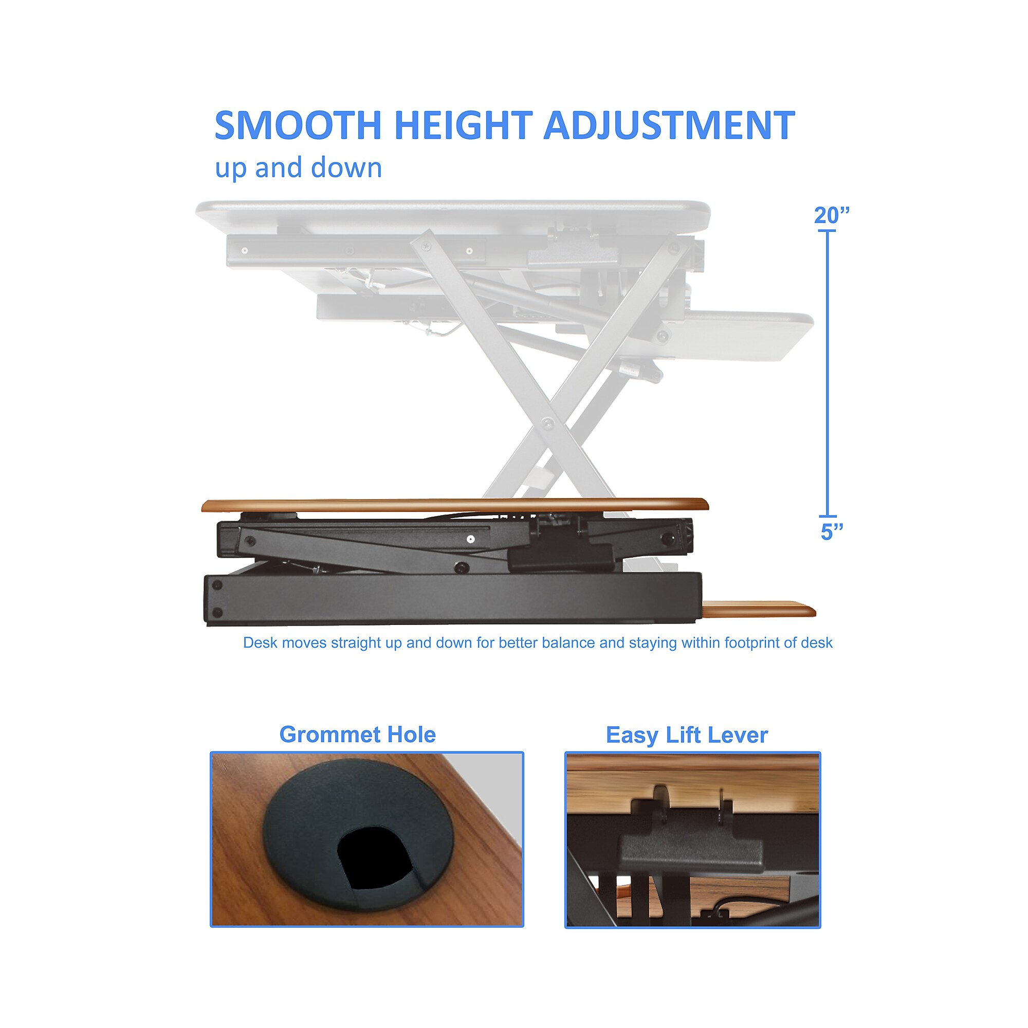 Rocelco 40″W Adjustable Standing Desk Converter, Teak (R DADRT-40) Sansujyuku sansujyuku.com