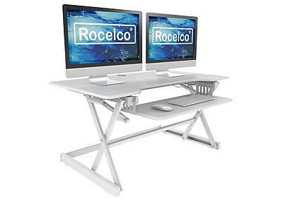 Rocelco 40″W Adjustable Standing Desk Converter, White (R DADRW-40) Simolary simolary.com