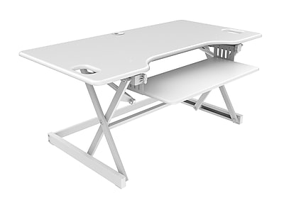 Rocelco 46″W Large Standing Desk Converter, Stand Up Triple Monitor Riser, White (R DADRW-46) Simolary simolary.com
