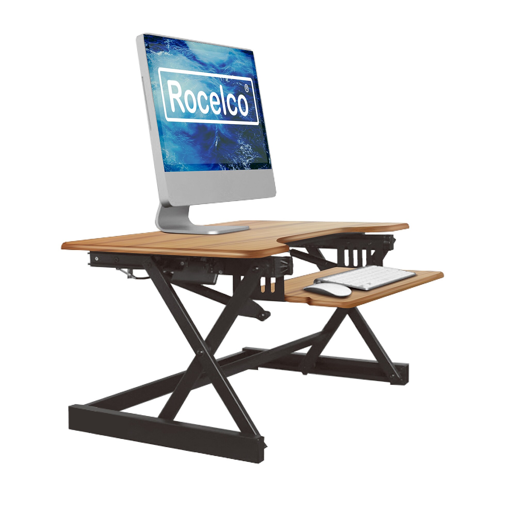 Rocelco 32″W Manual Adjustable Standing Desk Converter, Teak Wood Grain (R EADRT) Sansujyuku sansujyuku.com