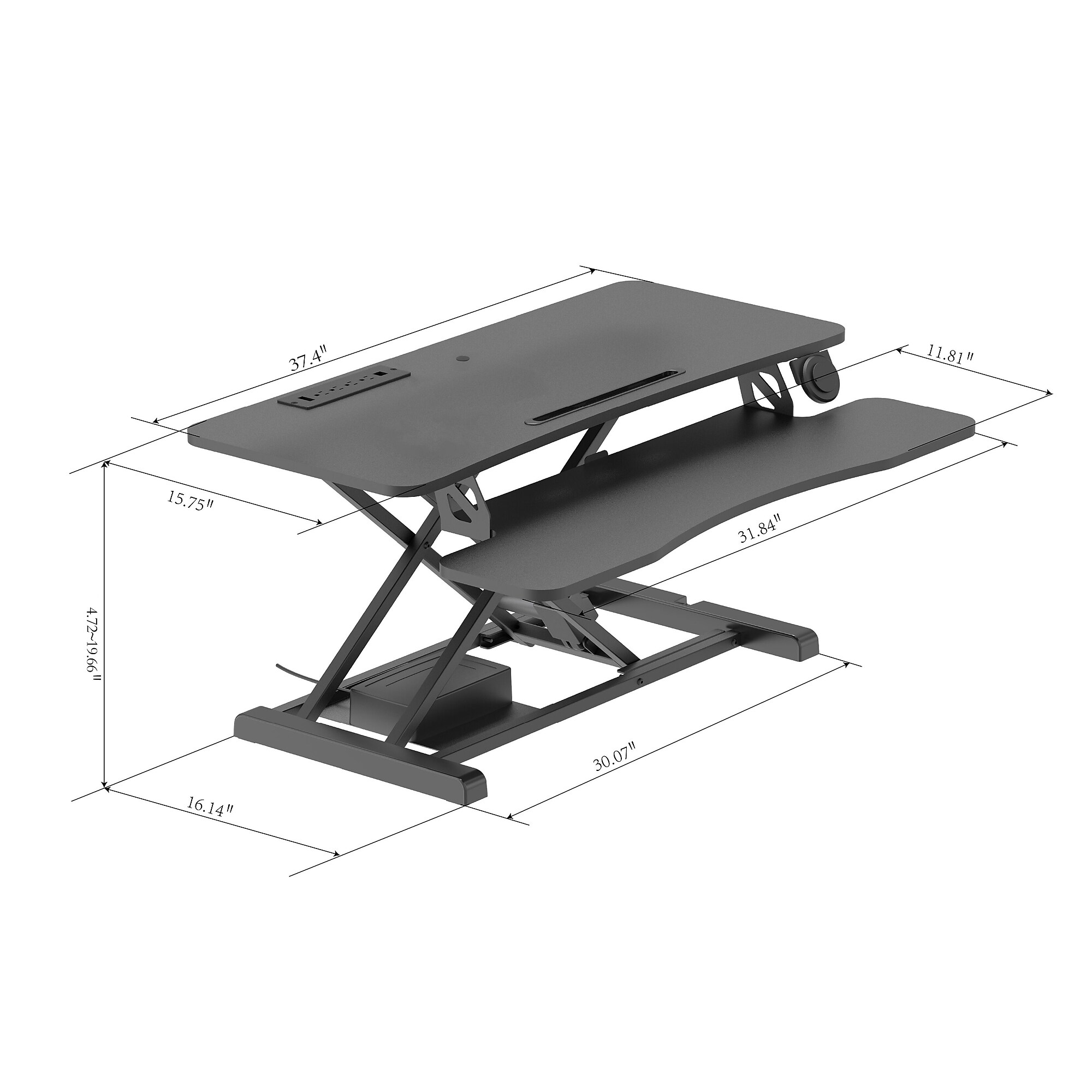 Rocelco 37.4″W Electric Standing Desk Converter with ACUSB Charger, Black (R EDRB) Sansujyuku sansujyuku.com
