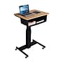 Rocelco 28"W Adjustable Mobile School Standing Desk with Book Box, Wood Grain (R MSD-28-BB)~#|#~sp206052520_sc7