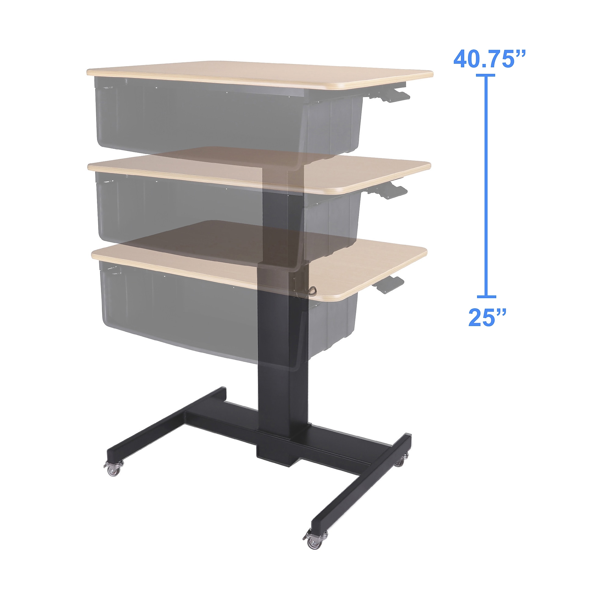 Rocelco 28″W Adjustable Mobile School Standing Desk with Book Box, Wood Grain (R MSD-28-BB) Sansujyuku sansujyuku.com
