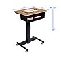 Rocelco 28"W Adjustable Mobile School Standing Desk with Book Box, Wood Grain (R MSD-28-BB)~#|#~sp206052522_sc7