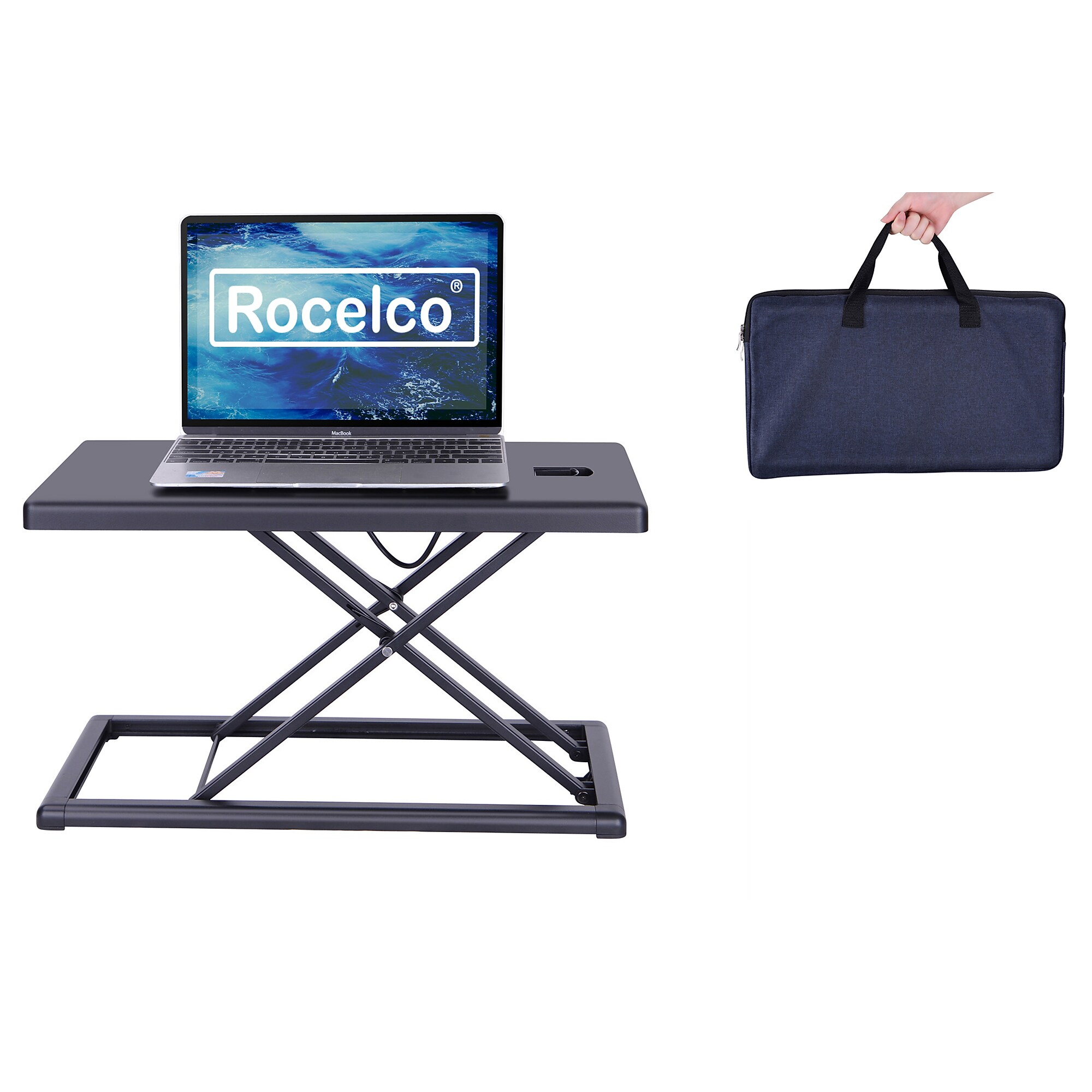 Rocelco 19″W Portable Small Standing Desk Converter with Carry Bag, Black (R PDRB) Sansujyuku sansujyuku.com