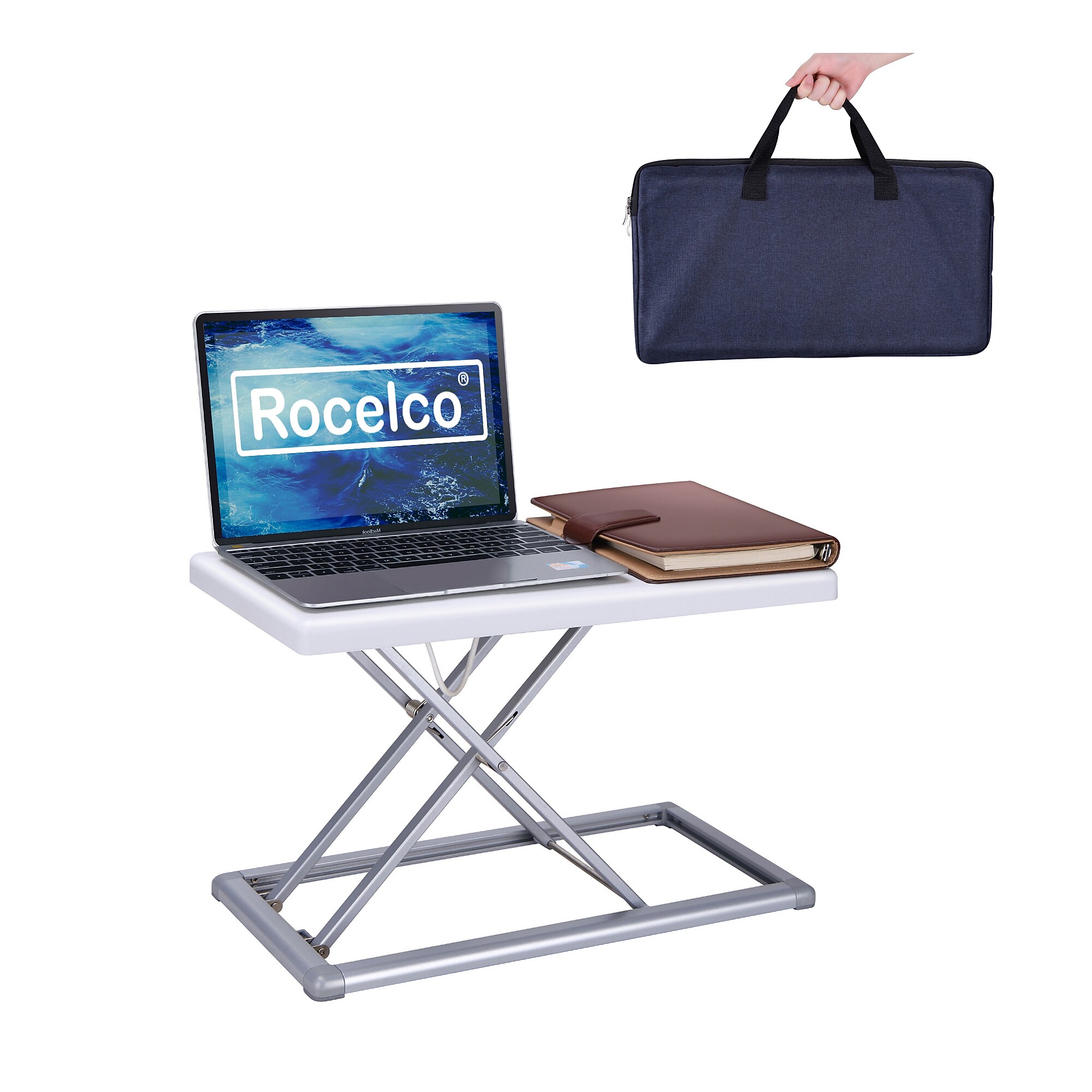Rocelco 19″W Portable Small Standing Desk Converter with Carry Bag, White (R PDRW) Sansujyuku sansujyuku.com