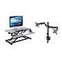 Rocelco 31.5"W Adjustable Standing Desk Converter with Dual Monitor Mount, Gray (R VADRG-DM2)~#|#~sp206052669_sc7