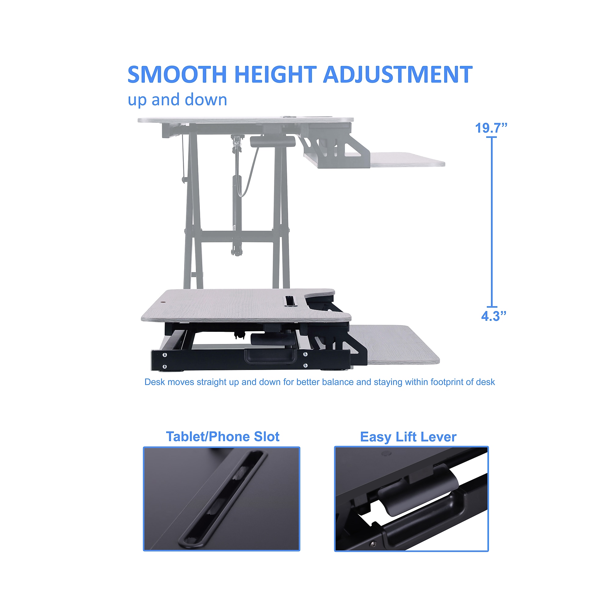 Rocelco 31.5″W Adjustable Standing Desk Converter with Dual Monitor Mount, Gray (R VADRG-DM2) Sansujyuku sansujyuku.com