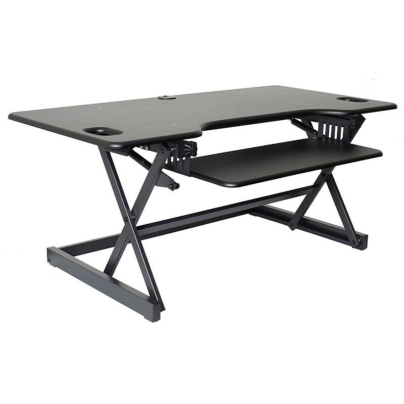 Rocelco 46"W Manual Adjustable Standing Desk Converter, Black (R DADRB-46) image 1