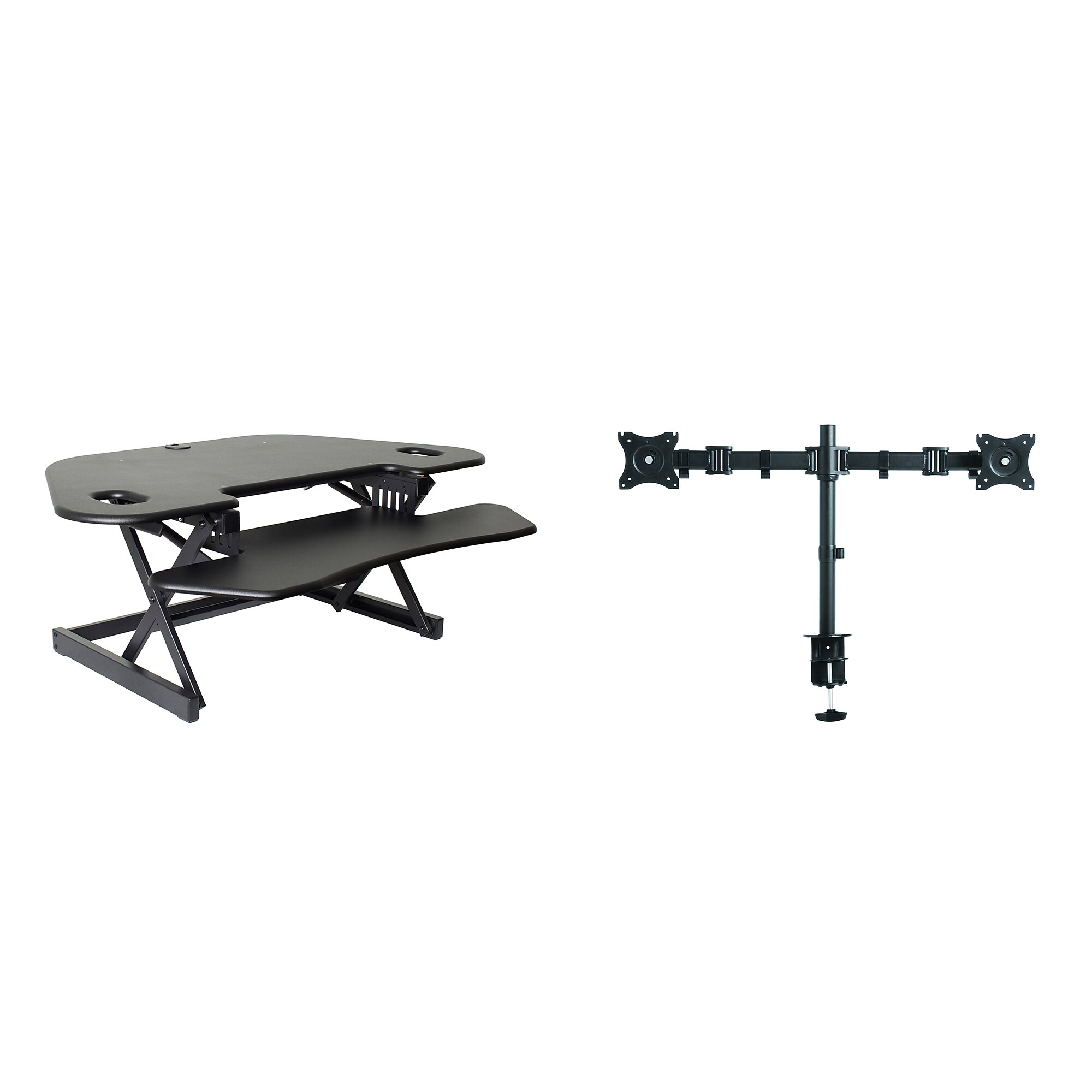 Rocelco 46″W Adjustable Corner Standing Desk Converter with Dual Monitor Mount, Black (R CADRB-46-DM2) Sansujyuku sansujyuku.com