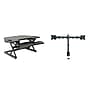 Rocelco 46"W Adjustable Corner Standing Desk Converter with Dual Monitor Mount, Black (R CADRB-46-DM2)~#|#~sp206114618_sc7