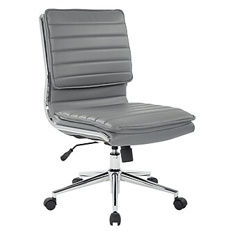 Pro-Line II Charcoal Gray Faux Leather Armless Mid-Back Manager's Chair with Chrome Finish Arms and Base (SPX23592C-U42)