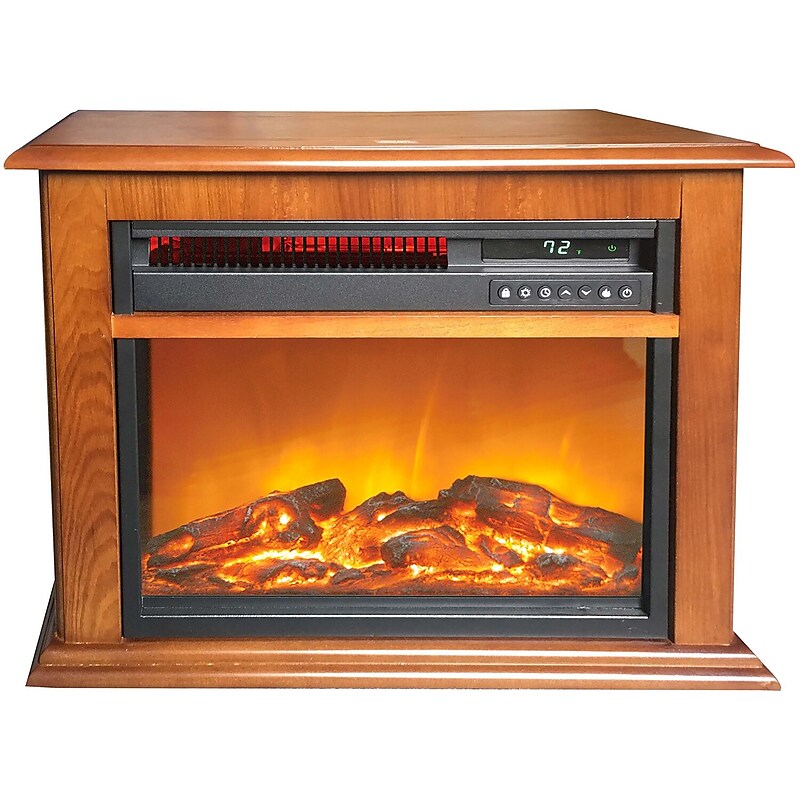 Lifesmart 3-Element Infrared Wall/Floor Indoor Fireplace, Wood (FP1052-OAK) image 1